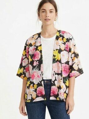 Streetwear Society Open Floral Cardigan Kimono Duster Size Large